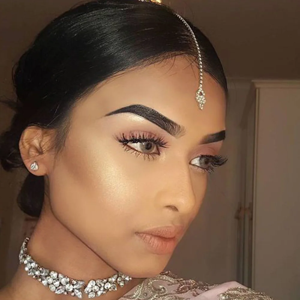 Indian Wedding Supply - Stonefans geometryczny łańcuszek na czoło kobiety
