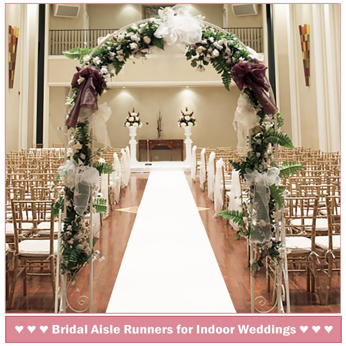 Aisle Runner White - Ślubny Biały Dywan Antypoślizgowy Korytarz Hotelowy